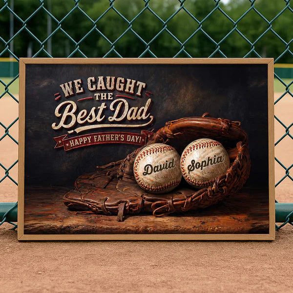 Personalized Poster with Vintage Baseball Glove & Balls, Unique Father's Day Gift for Dad