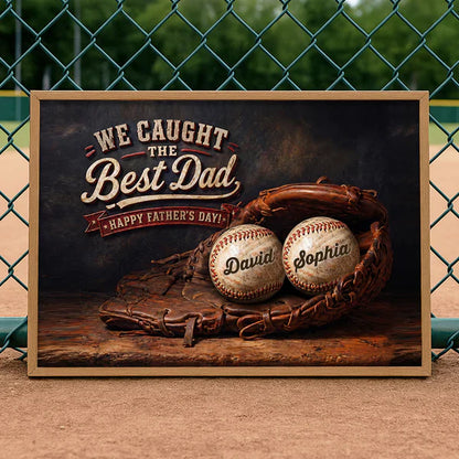 Personalized Poster with Vintage Baseball Glove & Balls, Unique Father's Day Gift for Dad