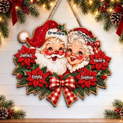 Personalized Wooden Sign with Smiling Grandparents, Vintage Christmas Decor, Unique Gift for Grandparents
