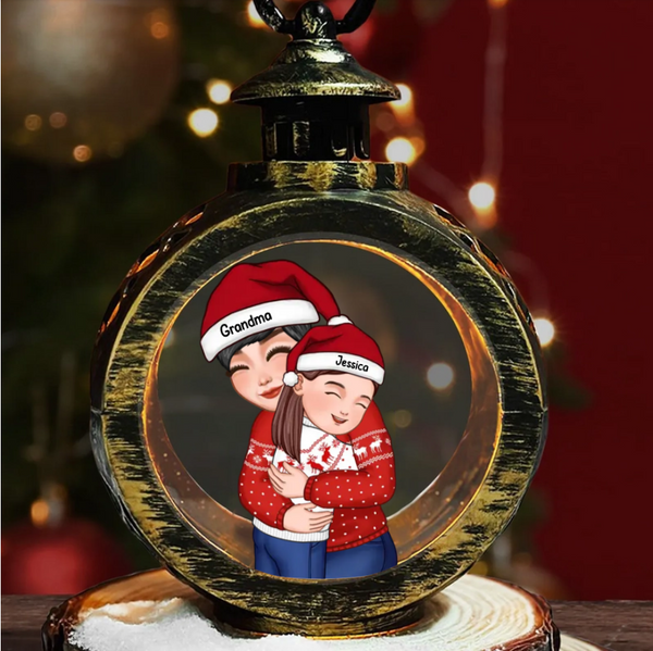 Christmas  Personalized Ornament or Keychain or Poster or Plaque - Cute Grandma Hugging Kids - Gift For Granddaughter Grandson