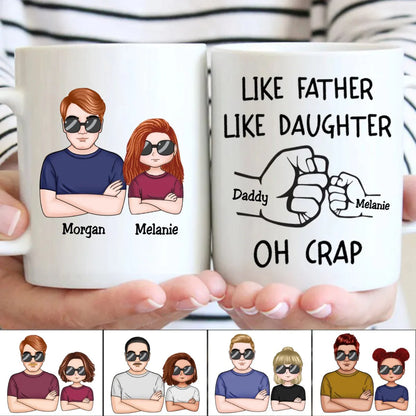 “OH CRAP!” Fist-Bump Duo – White Ceramic Mug, Custom Fist-Bump Cup, Creative Father’s Day Gift from Daughter