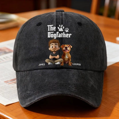 Custom Dogfather Gift Set, Personalized Dog Lover Mouse Pad & Hat with Your Name and Pet Portrait, Funny Gift for Dog Dads