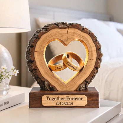 Personalized Shaped Acrylic Block Plaque With Heart and Rings Design, Unique Creative Gift for Couple's Anniversary Decor