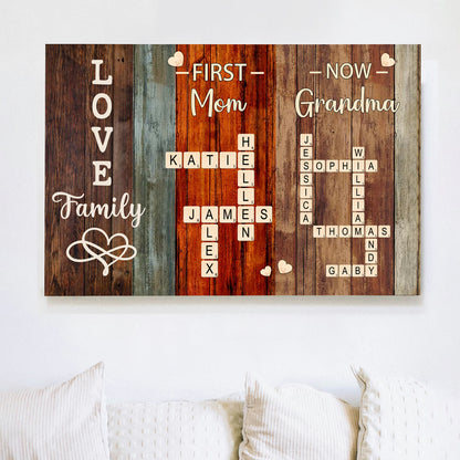 'First Mom, Now Grandma' Family Relationship Custom Canvas – A Perfect Expression of Love and Bond - Personalized Gift for Mother or Daughter