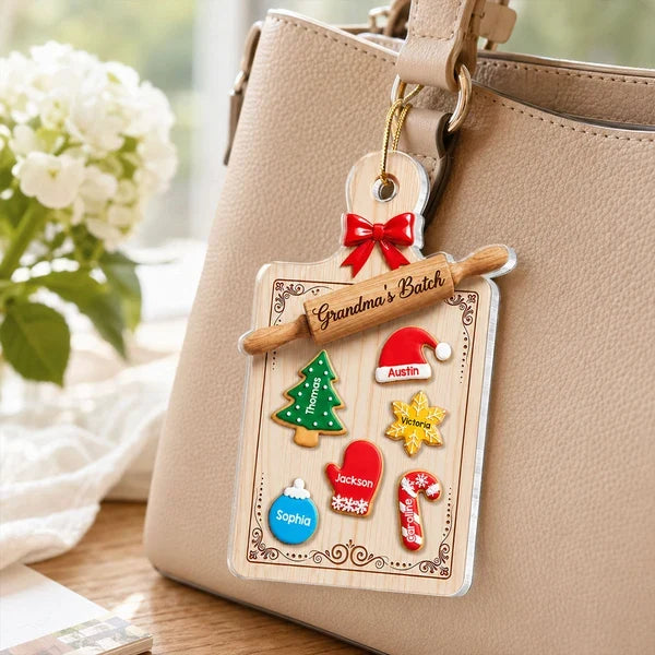 Personalized Acrylic Ornament, Grandma's Batch Baking Board with Festive Cookies, Unique Christmas Gift for Grandma