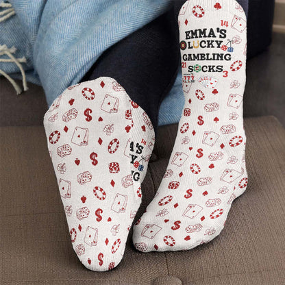 Personalized Crew Socks with Green Poker Chip Print, Lucky Game Night Style, Unique Gift for Poker Fans