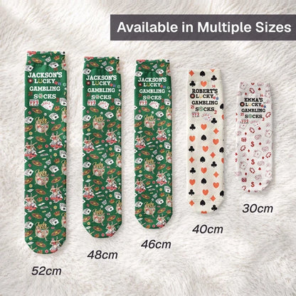 Personalized Crew Socks with Green Poker Chip Print, Lucky Game Night Style, Unique Gift for Poker Fans