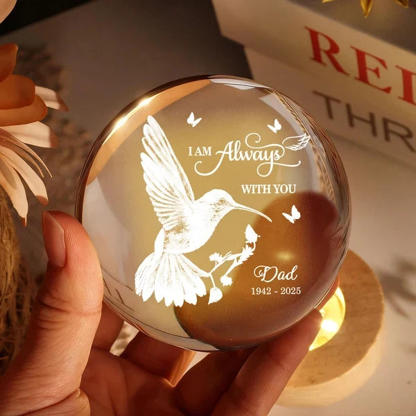 Personalized Globe Lamp, Always With You Hummingbird in Flight Tribute, Creative Remembrance Gift for Loved Ones