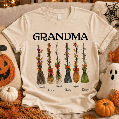 Grandma Broomsticks Sweatshirt, Creative Gift for Fall Family Pride With Cozy Witch Style