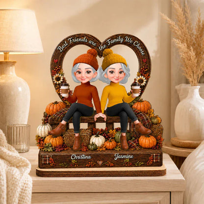 Wooden Plaque With Chosen Family Quote, Personalized Fall Keepsake, Unique Gift For Friend