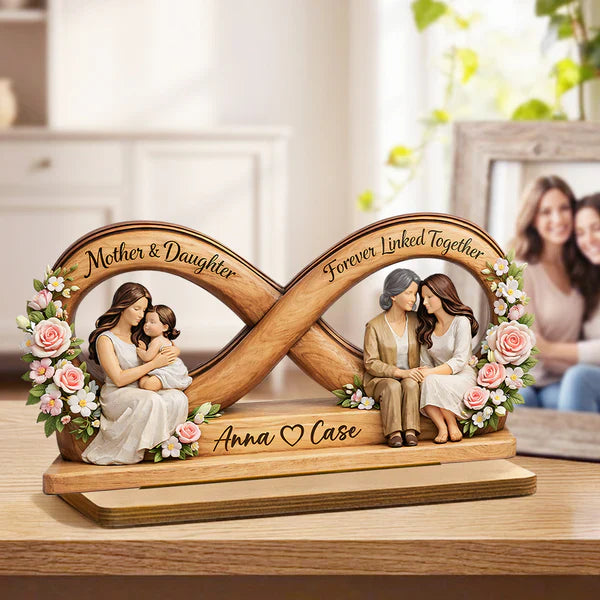 Personalized Wooden Plaque, Mother & Daughter Forever Linked Together, Unique Gift for Mom