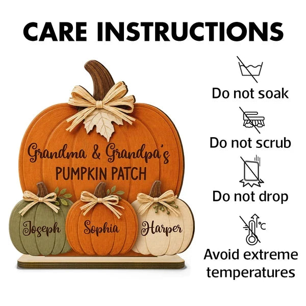 Grandma & Grandpa's Pumpkin Patch Wooden Plaque, Heartwarming Personalized Keepsake and Creative Family Gift