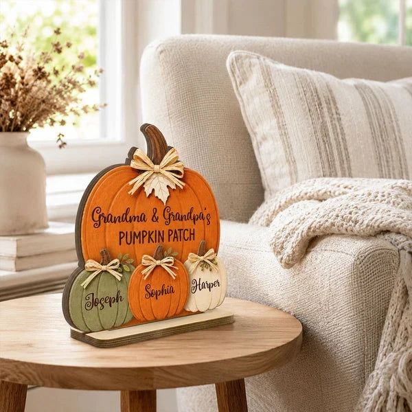 Grandma & Grandpa's Pumpkin Patch Wooden Plaque, Heartwarming Personalized Keepsake and Creative Family Gift