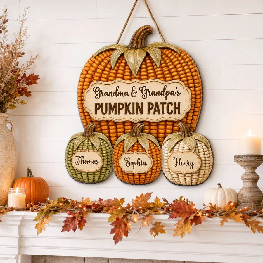 Personalized Wooden Sign, Grandma & Grandpa's Pumpkin Patch Fall Decor, Unique Gift for Grandparents