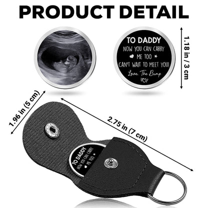 Custom Pocket Hug for Daddy with Your Ultrasound Image – Small Stainless Steel Love Token, Sentimental Fatherhood Gift & Everyday Carry Keepsake