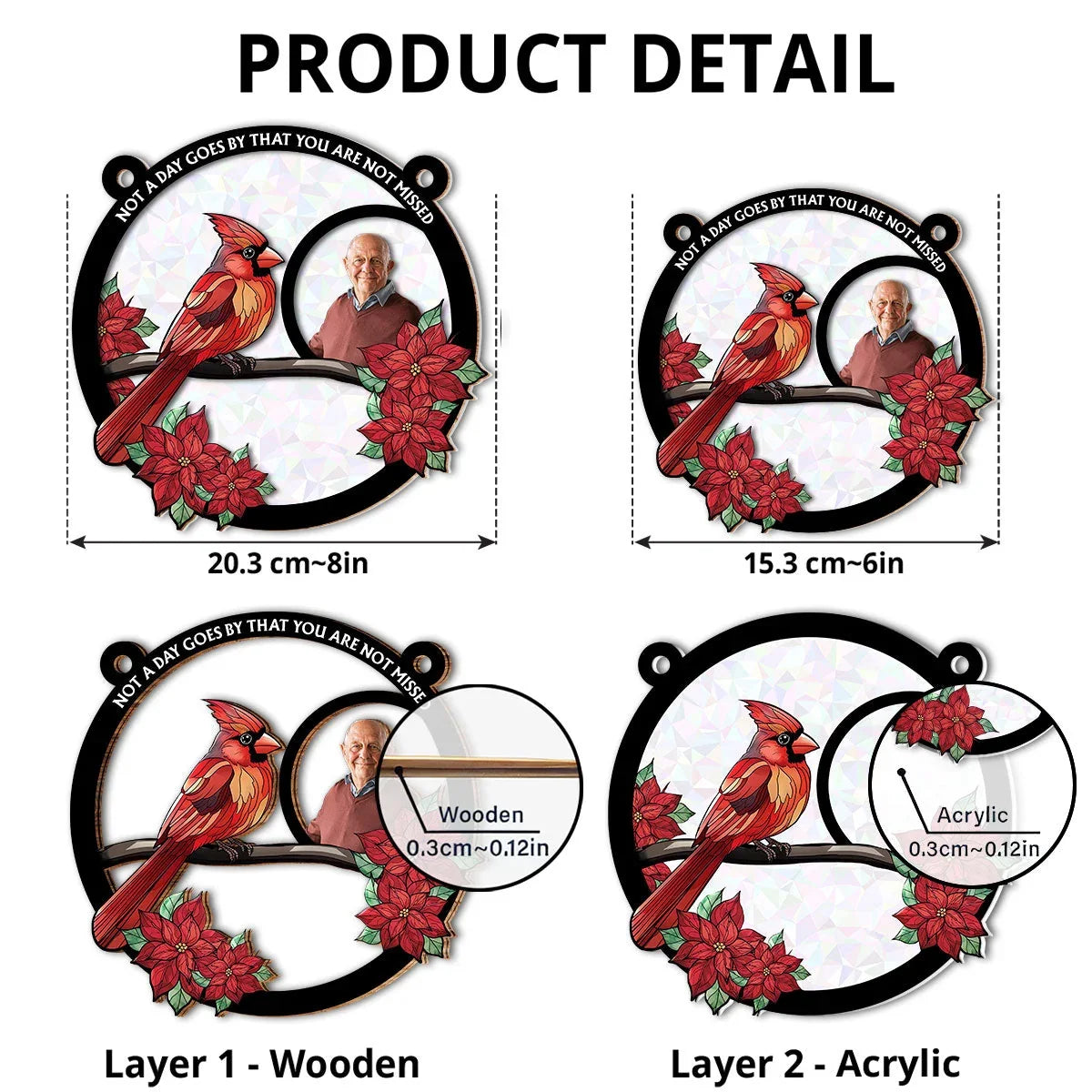 Personalized Layered Ornament, Always With You Cardinal Tribute, Creative Sympathy Gift for Loved Ones