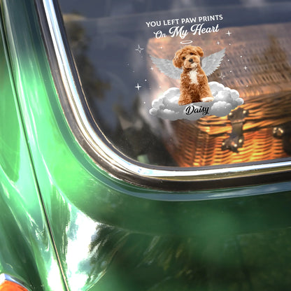 Personalized Pet Memorial Sticker Decal, Winged Dog on a Cloud, Unique Remembrance Gift for Dog Lovers