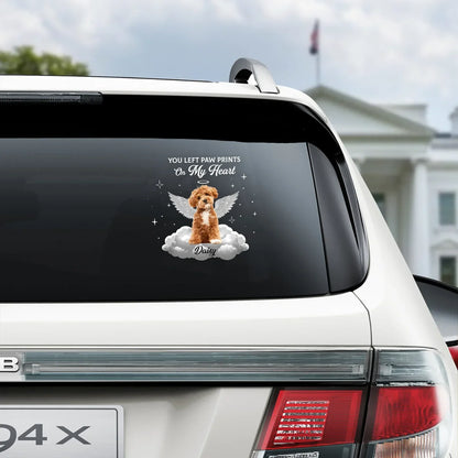 Personalized Pet Memorial Sticker Decal, Winged Dog on a Cloud, Unique Remembrance Gift for Dog Lovers