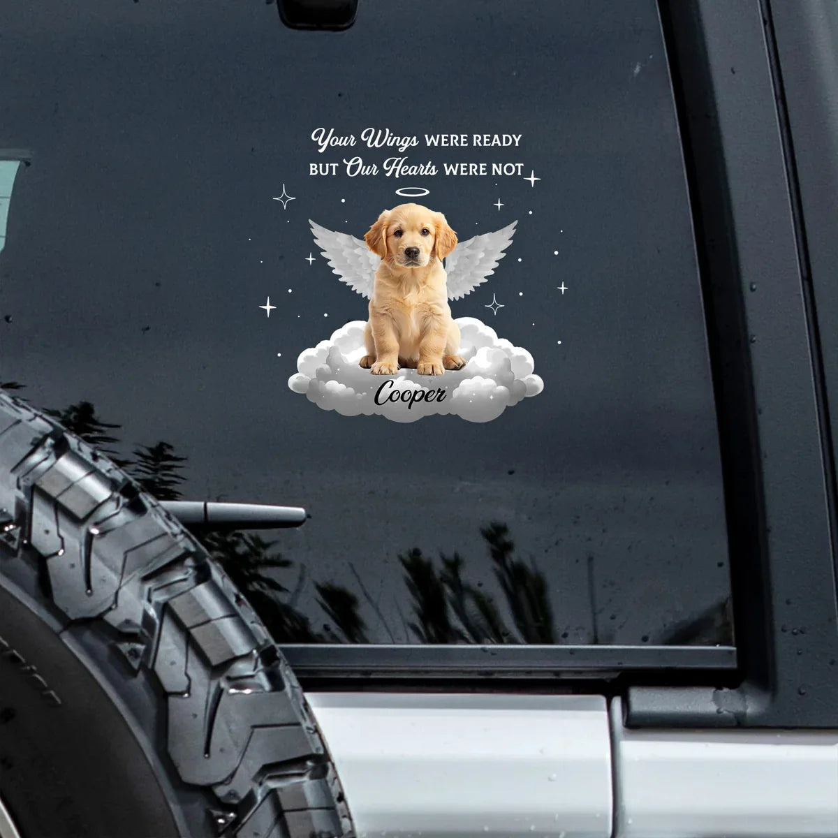 Personalized Pet Memorial Sticker Decal, Winged Dog on a Cloud, Unique Remembrance Gift for Dog Lovers