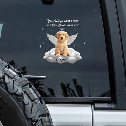 Personalized Pet Memorial Sticker Decal, Winged Dog on a Cloud, Unique Remembrance Gift for Dog Lovers