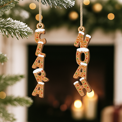 Acrylic Ornament - Gingerbread Letter Design, Christmas Tree Decor for Kids & Family, unique gift