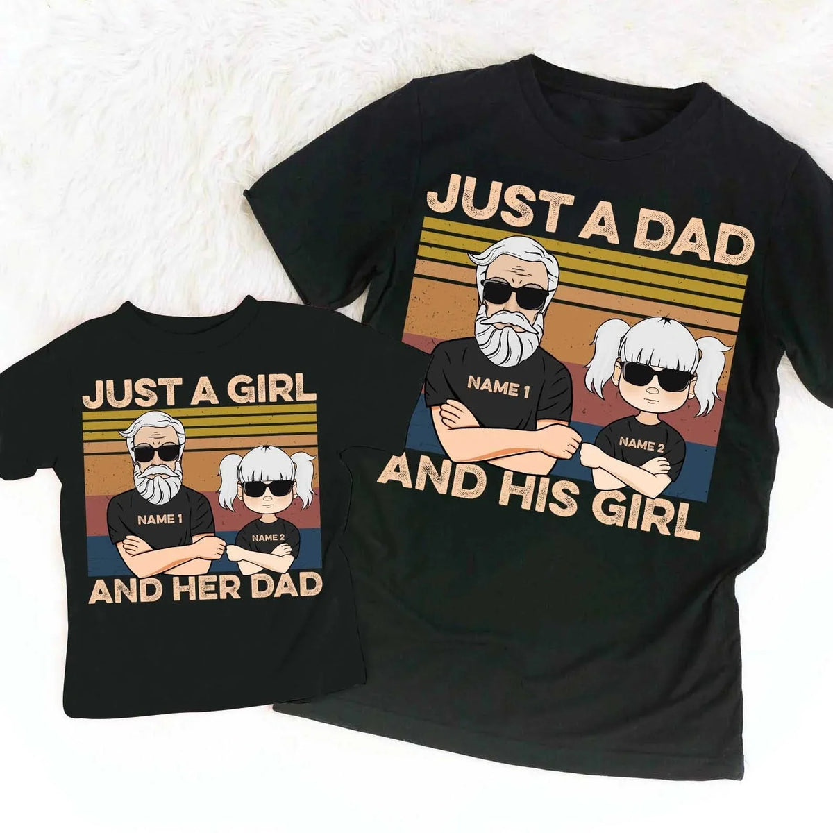 Personalized Classic Tee Just A Dad And His Girl Cartoon - Unique Father's Day Gift for Dad From Daughter