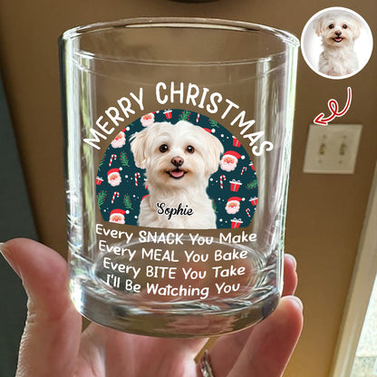 Personalized Dog Whiskey Glass Christmas Gift, Funny Watching You Quote, Unique Holiday Bar Glass for Pet Lovers