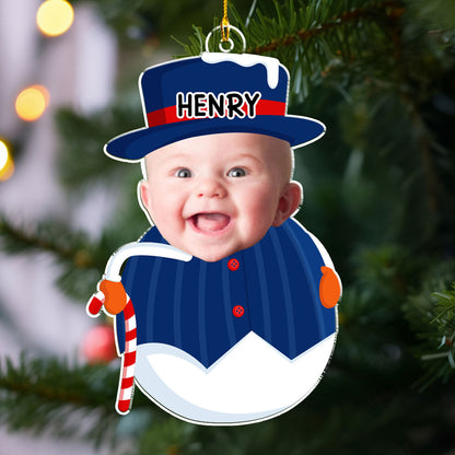 Custom Photo Acrylic Ornament, Snowman Design for Christmas Tree, a unique gift for parents & grandparents