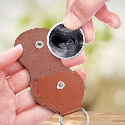 Custom Pocket Hug for Daddy with Your Ultrasound Image – Small Stainless Steel Love Token, Sentimental Fatherhood Gift & Everyday Carry Keepsake