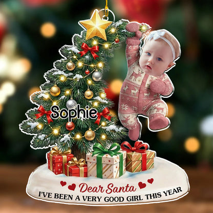 Personalized Acrylic Ornament with Baby Photo Hanging on Christmas Tree, Cute Custom Keepsake & Unique Holiday Gift for Families