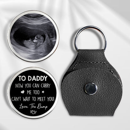 Custom Pocket Hug for Daddy with Your Ultrasound Image – Small Stainless Steel Love Token, Sentimental Fatherhood Gift & Everyday Carry Keepsake