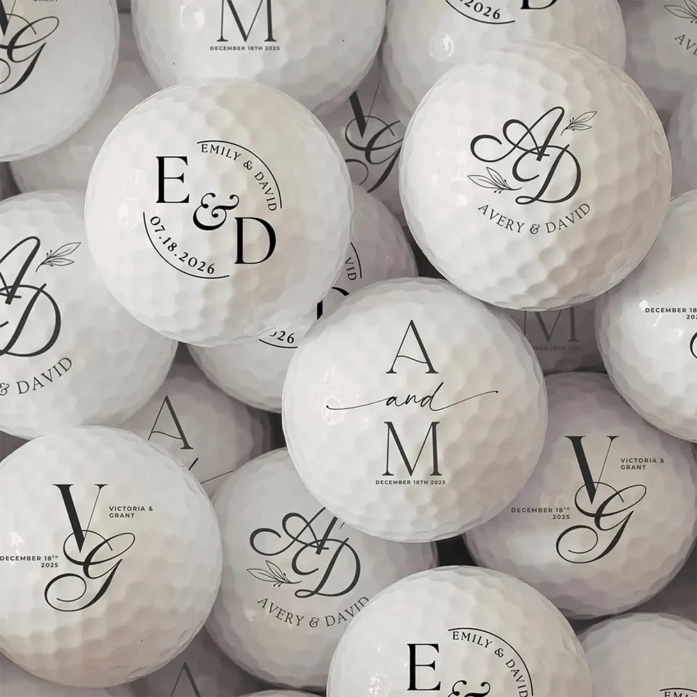 Personalized Golf Ball with Elegant Couple Monogram, Unique Wedding Gift for Golf Lovers