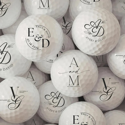 Personalized Golf Ball with Elegant Couple Monogram, Unique Wedding Gift for Golf Lovers