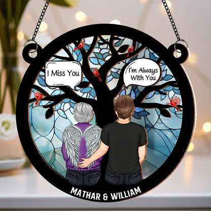 Custom Memorial Ornament – Wood and Acrylic Layered Keepsake Featuring Angel Wings and Cardinal Birds, Perfect for Remembering Loved Ones or as a Sentimental Gift