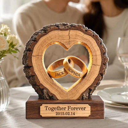 Personalized Shaped Acrylic Block Plaque With Heart and Rings Design, Unique Creative Gift for Couple's Anniversary Decor