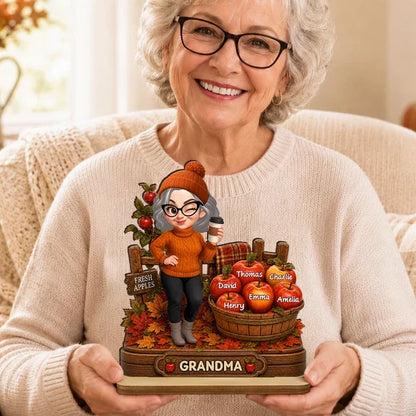 Personalized 2-Layer Wooden Plaque, Grandma's Little Apples Family Keepsake, Creative Gift for Grandma