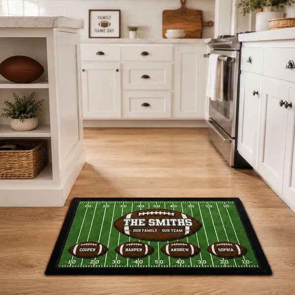 Our Family Our Team Personalized Standard Doormat, Creative Gift for American Football Fans