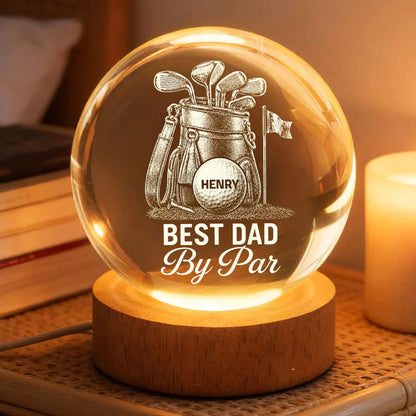 Personalized Golf Dad Globe Lamp, Best Dad By Par Night Light, Unique Father's Day Gift For Dad