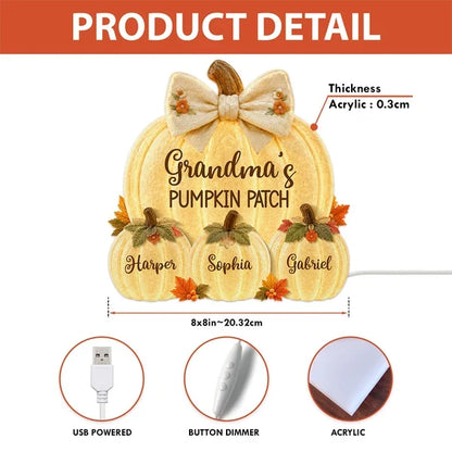 Acrylic Light Box with Glowing Pumpkin Patch, Heartwarming Personalized Fall Display, Creative Gift for Grandparents