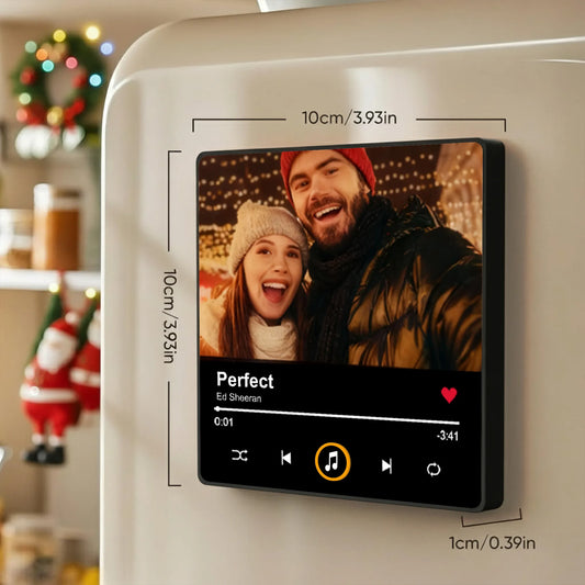 Personalized Acrylic Music Magnet with Couple Photo Custom Song Display Christmas Tree Scene Unique Romantic Gift for Lover