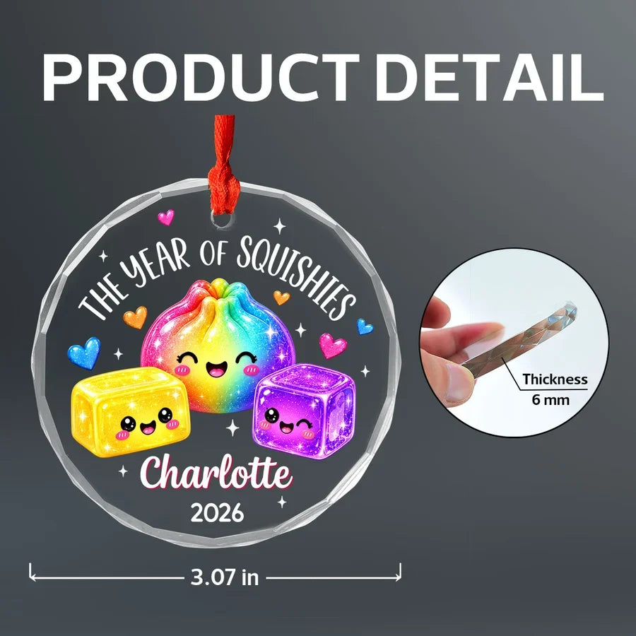 Personalized Crystal Ornament, Rainbow Squishies for a Christmas Tree, Unique Creative Gift for Kids