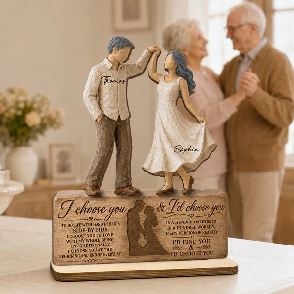 Personalized 2-Layer Wooden Plaque with Dancing Couple, I Choose You Unique Gift for Couples