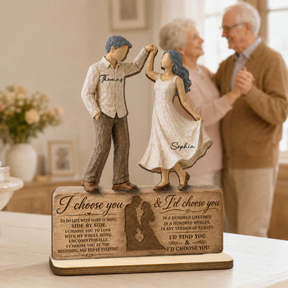 Personalized 2-Layer Wooden Plaque with Dancing Couple, I Choose You Unique Gift for Couples