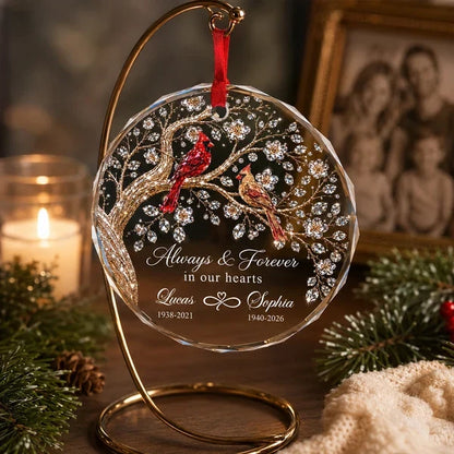 Always & Forever in Our Hearts Crystal Ornament, Personalized Remembrance, Creative Sympathy Gift for Loved Ones