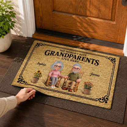 Personalized Standard Doormat, Grandparents Live Here Design, Unique Gift for Grandma & Grandpa