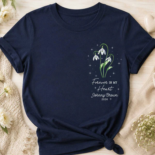 Personalized Classic Tee, Tiny Bloom Memorial Design, Unique Gift for Grieving Parent