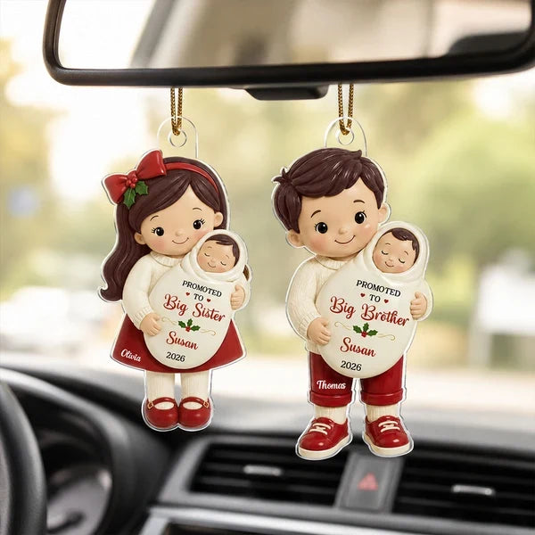 Promoted to Big Sibling Acrylic Ornament, New Baby Keepsake Creative Gift for Son or Daughter