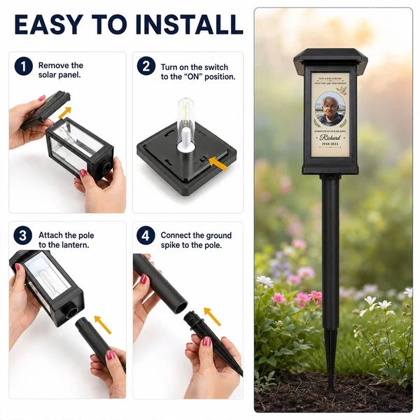 Personalized Solar Garden Stake Light with Photo & Dove, Unique Sympathy Gift for a Garden Memorial