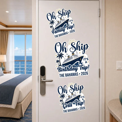 Personalized Acrylic Magnet, Oh Ship Cruise Door Decor, Creative Gift for Family Vacation Keepsake
