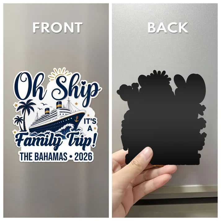 Personalized Acrylic Magnet, Oh Ship Cruise Door Decor, Creative Gift for Family Vacation Keepsake